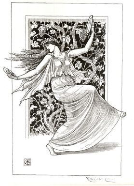 Walter T. Crane (British, 1845-1915). <em>Danseuse aux cymbales</em>, 1894. Lithograph on laid paper, Image: 17 x 11 5/8 in. (43.2 x 29.5 cm). Brooklyn Museum, Charles Stewart Smith Memorial Fund, 38.417 (Photo: , CUR.38.417_bw.jpg)