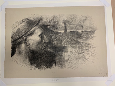 Constantin Meunier (Belgian, 1831-1905). <em>Mineur</em>, 1895. Lithograph on laid paper, Image: 13 9/16 x 20 11/16 in. (34.5 x 52.5 cm). Brooklyn Museum, Charles Stewart Smith Memorial Fund, 38.419 (Photo: Brooklyn Museum, CUR.38.419-1.jpg)