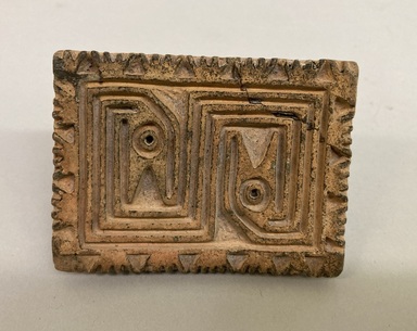 Possibly Aztec. <em>Stamp</em>. Dark brown pottery, 2 3/16 × 1 3/4 × 2 7/8 in. (5.6 × 4.4 × 7.3 cm). Brooklyn Museum, Ella C. Woodward Memorial Fund, 39.123.109. Creative Commons-BY (Photo: Brooklyn Museum, CUR.39.123.109.jpg)
