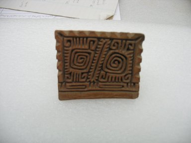 Possibly Aztec. <em>Stamp</em>, 1000–1500. Ceramic, 2 1/8 x 1 7/8 x 2 1/2 in. (5.4 x 4.8 x 6.4 cm). Brooklyn Museum, Ella C. Woodward Memorial Fund, 39.123.18. Creative Commons-BY (Photo: Brooklyn Museum, CUR.39.123.18.jpg)