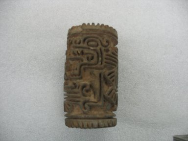  <em>Cylindrical Stamp</em>, 1000-1500. Ceramic, 3 1/4 x 1 3/4 x 1 3/4 in. (8.3 x 4.4 x 4.4 cm). Brooklyn Museum, Ella C. Woodward Memorial Fund, 39.123.27. Creative Commons-BY (Photo: Brooklyn Museum, CUR.39.123.27.jpg)