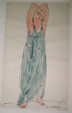 Abraham Walkowitz (American, born Russia, 1878–1965). <em>Isadora Duncan #15</em>. Watercolor, pen, ink, pencil on paper, 14 x 8 1/2 in. (35.6 x 21.6 cm). Brooklyn Museum, Gift of the artist, 39.160 (Photo: Brooklyn Museum, CUR.39.160.jpg)
