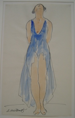 Abraham Walkowitz (American, born Russia, 1878–1965). <em>Isadora Duncan #17</em>. Watercolor, pen, ink, pencil on paper, 14 x 8 1/2 in. (35.6 x 21.6 cm). Brooklyn Museum, Gift of the artist, 39.162 (Photo: Brooklyn Museum, CUR.39.162.jpg)