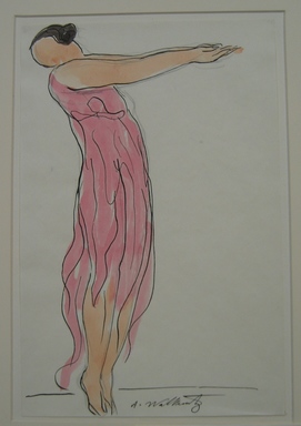 Abraham Walkowitz (American, born Russia, 1878–1965). <em>Isadora Duncan #18</em>. Watercolor, pen, ink, pencil on paper, 13 x 8 1/2 in. (33 x 21.6 cm). Brooklyn Museum, Gift of the artist, 39.163 (Photo: Brooklyn Museum, CUR.39.163.jpg)