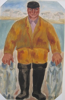 Abraham Walkowitz (American, born Russia, 1878-1965). <em>Fisherman</em>. Oil on canvas, 20 x 12 3/4 in. (50.8 x 32.4 cm). Brooklyn Museum, Gift of the artist, 39.227 (Photo: Brooklyn Museum, CUR.39.227.jpg)