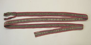  <em>Belt</em>, ca. 1938. Wool?, 1 3/4 × 114 1/2 in. (4.4 × 290.8 cm). Brooklyn Museum, Museum Expedition 1938, Dick S. Ramsay Fund, 39.344. Creative Commons-BY (Photo: Brooklyn Museum, CUR.39.344.jpg)