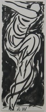 Abraham Walkowitz (American, born Russia, 1878–1965). <em>Dancer</em>, n.d. Brush drawing with India ink on paper, Sheet: 6 3/4 x 2 5/8 in. (17.1 x 6.7 cm). Brooklyn Museum, Gift of the artist, 39.468b (Photo: Brooklyn Museum, CUR.39.468b.jpg)