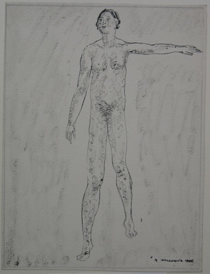 Abraham Walkowitz (American, born Russia, 1878–1965). <em>Nude Figure with Left Arm Raised</em>, 1905. Pen and ink with brush shading on paper, Sheet: 9 7/16 x 7 1/8 in. (24 x 18.1 cm). Brooklyn Museum, Gift of the artist, 39.490 (Photo: Brooklyn Museum, CUR.39.490.jpg)