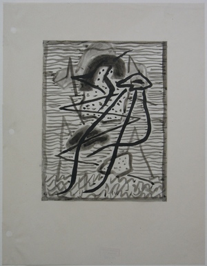 Abraham Walkowitz (American, born Russia, 1878-1965). <em>Abstraction in Grey and Black No. 2</em>, n.d. Ink wash with brush on paper mounted to paper, Sheet (mount): 11 x 8 1/2 in. (27.9 x 21.6 cm). Brooklyn Museum, Gift of the artist, 39.495 (Photo: Brooklyn Museum, CUR.39.495.jpg)