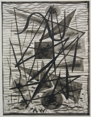 Abraham Walkowitz (American, born Russia, 1878-1965). <em>Abstraction in Grey and Black No. 3</em>, n.d. Ink wash with brush on paper, Sheet: 6 3/4 x 5 3/16 in. (17.1 x 13.2 cm). Brooklyn Museum, Gift of the artist, 39.496 (Photo: Brooklyn Museum, CUR.39.496.jpg)