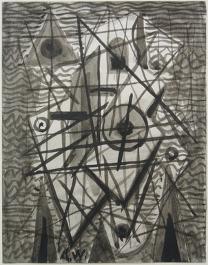 Abraham Walkowitz (American, born Russia, 1878–1965). <em>Abstraction in Grey and Black No. 5</em>, n.d. Drawing in ink wash with brush on paper, Sheet: 6 3/4 x 5 1/4 in. (17.1 x 13.3 cm). Brooklyn Museum, Gift of the artist, 39.498 (Photo: Brooklyn Museum, CUR.39.498.jpg)