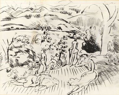 Rudolf Grossman (German, 1882–1941). <em>Landscape with Figures</em>. Drypoint on zinc on Japanese paper, 12 3/8 x 14 9/16 in. (31.5 x 37 cm). Brooklyn Museum, By exchange, 39.82 (Photo: Brooklyn Museum, CUR.39.82.jpg)