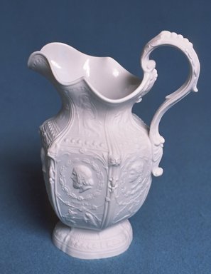 Union Porcelain Works (1863–ca. 1922). <em>Poets Pitcher</em>, 1876. Porcelain, 7 1/2 x 6 3/8 x 3 1/4 in. (19.1 x 16.2 x 8.3 cm). Brooklyn Museum, Gift of Mrs. Luke Vincent Lockwood, 40.373. Creative Commons-BY (Photo: Brooklyn Museum, CUR.40.373.jpg)