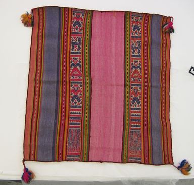 <em>Carrying Cloth Showing Humans and Animals</em>, ca. 1941. Wool?, 23 7/8 × 25 7/8 in. (60.6 × 65.7 cm), not including tassels. Brooklyn Museum, Museum Expedition 1941, Frank L. Babbott Fund, 41.1274.20. Creative Commons-BY (Photo: , CUR.41.1274.20.jpg)