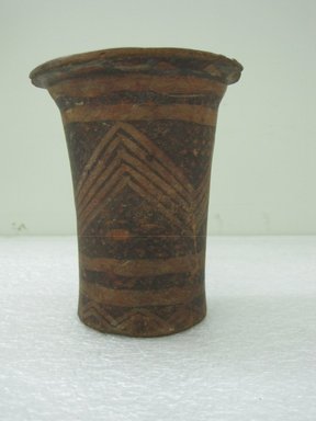 Inca. <em>Kero Cup</em>, 1440-1532. Ceramic, pigment, 4 3/4 x 3 3/4 x 3 3/4 in. (12 x 9.5 x 9.5 cm). Brooklyn Museum, Museum Expedition 1941, Frank L. Babbott Fund, 41.1275.16. Creative Commons-BY (Photo: Brooklyn Museum, CUR.41.1275.16.jpg)