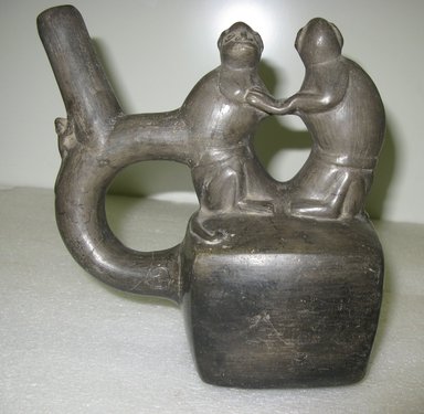 Chimú. <em>Stirrup Spout Bottle with Two Monkey Figures</em>, 1100-1470. Ceramic, 7 3/4 x 9 1/2 x 4 1/4 in. (19.7 x 24.1 x 10.8 cm). Brooklyn Museum, Museum Expedition 1941, Frank L. Babbott Fund, 41.1275.95. Creative Commons-BY (Photo: Brooklyn Museum, CUR.41.1275.95.jpg)
