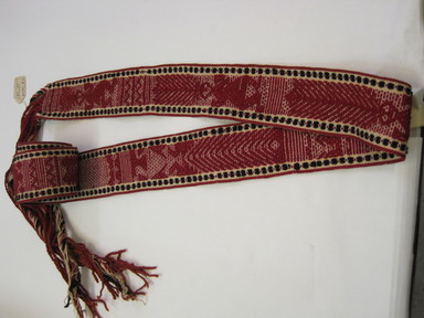  <em>Zapotecan costume: Belt</em>. Cotton, wool, 2 3/4 × 96 in. (7 × 243.8 cm). Brooklyn Museum, Museum Expedition 1941, Ella C. Woodward Memorial Fund, 41.1310.63f. Creative Commons-BY (Photo: , CUR.41.1310.63f.jpg)