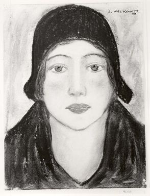 Abraham Walkowitz (American, born Russia, 1878–1965). <em>Woman's Head # 6</em>, 1928. Pastel, pen, ink on paper, 12 13/16 x 9 5/8 in. (32.5 x 24.4 cm). Brooklyn Museum, Gift of the artist, 41.159 (Photo: Brooklyn Museum, CUR.41.159.jpg)