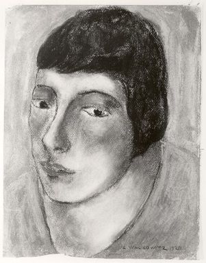 Abraham Walkowitz (American, born Russia, 1878–1965). <em>Woman's Head #16</em>, 1928. Pastel on paper, 12 1/2 x 9 1/2 in. (31.8 x 24.1 cm). Brooklyn Museum, Gift of the artist, 41.174 (Photo: Brooklyn Museum, CUR.41.174.jpg)