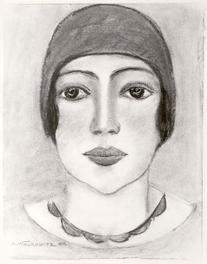 Abraham Walkowitz (American, born Russia, 1878-1965). <em>Woman's Head</em>, 1927. Pastel, pencil on paper, 12 5/8 x 9 3/4 in. (32.1 x 24.8 cm). Brooklyn Museum, Gift of the artist, 41.176 (Photo: Brooklyn Museum, CUR.41.176.jpg)