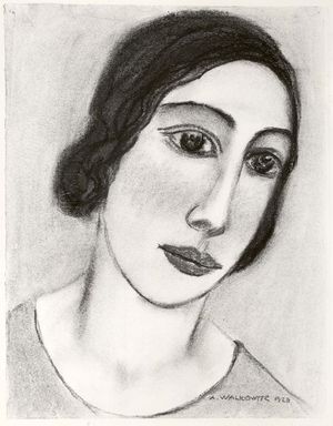 Abraham Walkowitz (American, born Russia, 1878-1965). <em>Woman's Head #22</em>, 1928. Pastel, pencil on paper, 12 3/8 x 9 1/2 in. (31.4 x 24.1 cm). Brooklyn Museum, Gift of the artist, 41.586 (Photo: Brooklyn Museum, CUR.41.586.jpg)