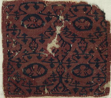 Coptic. <em>Square Fragment with Botanical Decoration</em>, 6th-7th century C.E. Flax, wool, 5 3/4 x 6 1/8 in. (14.6 x 15.6 cm). Brooklyn Museum, Gift of Pratt Institute, 41.808. Creative Commons-BY (Photo: Brooklyn Museum (in collaboration with Index of Christian Art, Princeton University), CUR.41.808_ICA.jpg)
