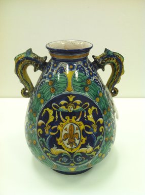 Italian. <em>Pair of Vases</em>, 1880. Earthenware, a: 14 1/2 x 10 x 9 1/2 in. (36.8 x 25.4 x 24.1 cm). Brooklyn Museum, Gift of Mrs. William E. S. Griswold in memory of her father, John Sloane, 41.980.49. Creative Commons-BY (Photo: Brooklyn Museum, CUR.41.980.49a_front.jpg)