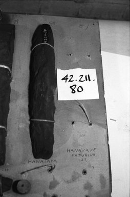 Marquesan. <em>Adze</em>, before 1938. Stone, 9 13/16 x 1 15/16 x 1 15/16 in. (25 x 5 x 5 cm). Brooklyn Museum, A. Augustus Healy Fund, 42.211.80. Creative Commons-BY (Photo: Brooklyn Museum, CUR.42.211.80_bw.jpg)