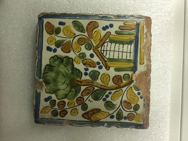  <em>Tile</em>. Ceramic: glazed, 4 3/4 x 4 11/16 x 1/2in. (12.1 x 11.9 x 1.3cm). Brooklyn Museum, Museum Expedition 1942, Frank L. Babbott Fund, 42.235.5. Creative Commons-BY (Photo: , CUR.42.235.5.jpg)