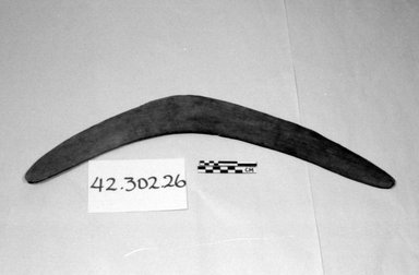 Aboriginal Australian. <em>Throwing Stick</em>, late 19th-early 20th century. Wood, 1/2 x 7 x 19 1/4in. (1.3 x 17.8 x 48.9cm). Brooklyn Museum, Gift of D. Irving Mead, 42.302.26. Creative Commons-BY (Photo: Brooklyn Museum, CUR.42.302.26_bw.jpg)