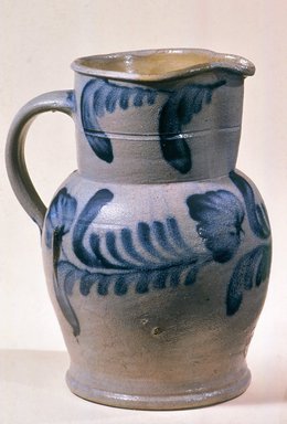 Richard C. Remmey (American). <em>Pitcher</em>, ca. 1872. Stoneware, 10 3/4 x 8 7/8 x 7 1/4 in. (27.3 x 22.5 x 18.4 cm). Brooklyn Museum, Gift of Arthur W. Clement, 43.128.188. Creative Commons-BY (Photo: Brooklyn Museum, CUR.43.128.188_view2.jpg)