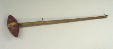 Plains. <em>Hammer</em>, 19th century. Catlinite, rawhide, wood, height: 24 7/16 in. (62.1 cm); width of hammer stone: 4 3/4 in. (12.1 cm). Brooklyn Museum, Anonymous gift in memory of Dr. Harlow Brooks, 43.201.131. Creative Commons-BY (Photo: Brooklyn Museum, CUR.43.201.131.jpg)