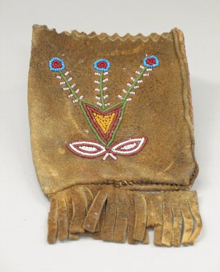 Montagnais. <em>Small Rectangular Bag</em>, 20th century. Tanned hide, beads, 7 1/16 x 4 5/16 in. (18 x 11 cm). Brooklyn Museum, Anonymous gift in memory of Dr. Harlow Brooks, 43.201.14. Creative Commons-BY (Photo: Brooklyn Museum, CUR.43.201.14.jpg)