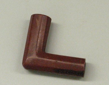 Plains. <em>Pipe</em>, 19th century. Catlinite (pipestone), 2 15/16 x 2 9/16 in. (7.5 x 6.5 cm). Brooklyn Museum, Anonymous gift in memory of Dr. Harlow Brooks, 43.201.250. Creative Commons-BY (Photo: Brooklyn Museum, CUR.43.201.250_view1.jpg)