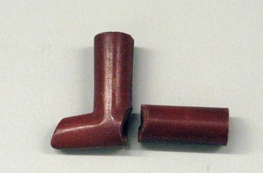 Plains. <em>Pipe Broken in Two Pieces</em>, 19th century. Catlinite, 4 1/2 x 2 3/8 in.  (11.5 x 6 cm). Brooklyn Museum, Anonymous gift in memory of Dr. Harlow Brooks, 43.201.254a-b. Creative Commons-BY (Photo: Brooklyn Museum, CUR.43.201.254a-b.jpg)