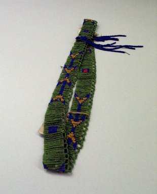 Plains (Central). <em>Woven, Beadwork Necklace</em>, 1900–1950. Beads, cotton thread, width: 7/8 in. (2.2 cm); length: 22 1/2 in. (57.2 cm). Brooklyn Museum, Anonymous gift in memory of Dr. Harlow Brooks, 43.201.47. Creative Commons-BY (Photo: Brooklyn Museum, CUR.43.201.47_view1.jpg)