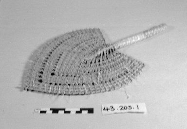 Samoan. <em>Fan (Ili)</em>, early 20th century. Plant fibers, feathers, 15 3/8 x 11 13/16 in. (39 x 30 cm). Brooklyn Museum, Gift of Mrs. Lopez, 43.203.1. Creative Commons-BY (Photo: Brooklyn Museum, CUR.43.203.1_bw.jpg)