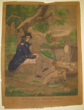 Amos Doolittle (American, 1754–1832). <em>The Prodigal Son in Misery</em>, October 21, 1814. Hand-colored etching on wove paper, Sheet: 14 9/16 x 10 15/16 in. (37 x 27.8 cm). Brooklyn Museum, Dick S. Ramsay Fund, 43.233.3 (Photo: Brooklyn Museum, CUR.43.233.3.jpg)