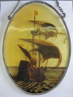  <em>Painting on Glass</em>, 19th century. Glass, paint, lead, 10 1/4 x 7 1/2 in. (26 x 19.1 cm). Brooklyn Museum, Gift of Mrs. William Sterling Peters, 43.50.3b (Photo: Brooklyn Museum, CUR.43.50.3b.jpg)