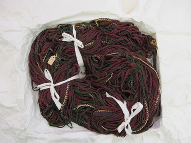 Proto-Nasca. <em>Headband or Turban</em>, 200-600 C.E. Camelid fiber, each tape: 3/16 x 1/4in. (0.4 x 0.7cm), did not meansure lengths. Brooklyn Museum, Henry L. Batterman Fund, 43.66. Creative Commons-BY (Photo: Brooklyn Museum, CUR.43.66_view01.jpg)