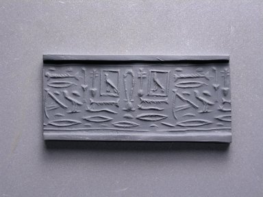  <em>Cylinder Seal</em>, ca. 2675–2560 B.C.E. Ivory, 13/16 x 7/16 in. (2.1 x 1.1 cm). Brooklyn Museum, Charles Edwin Wilbour Fund, 44.123.24. Creative Commons-BY (Photo: Brooklyn Museum, CUR.44.123.24_impression.jpg)