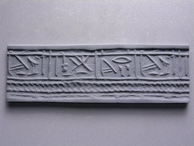  <em>Cylinder Seal</em>, ca. 3000–2800 B.C.E. Limestone, 1 1/16 x 7/8 in. (2.7 x 2.2 cm). Brooklyn Museum, Charles Edwin Wilbour Fund, 44.123.26. Creative Commons-BY (Photo: Brooklyn Museum, CUR.44.123.26_impression.jpg)