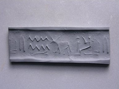  <em>Cylinder Seal of Senen</em>, ca. 3100-2675 B.C.E. Steatite, 11/16 x 9/16 in. (1.7 x 1.4 cm). Brooklyn Museum, Charles Edwin Wilbour Fund, 44.123.3. Creative Commons-BY (Photo: Brooklyn Museum, CUR.44.123.3_impression.jpg)