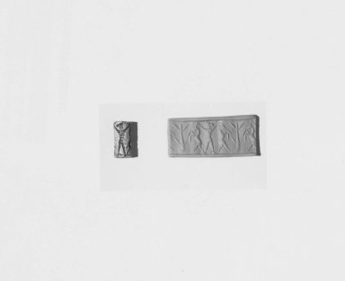 Ancient Near Eastern. <em>Cylinder Seal</em>, end of 2nd millennium-beginning of 1st millennium B.C.E. Bone, 13/16 x Diam. 7/16 in. (2.1 x 1.1 cm). Brooklyn Museum, Charles Edwin Wilbour Fund, 44.123.49. Creative Commons-BY (Photo: Brooklyn Museum, CUR.44.123.49_NegA_print_bw.jpg)
