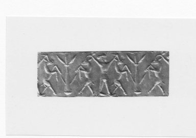 Ancient Near Eastern. <em>Cylinder Seal</em>, end of 2nd millennium-beginning of 1st millennium B.C.E. Bone, 13/16 x Diam. 7/16 in. (2.1 x 1.1 cm). Brooklyn Museum, Charles Edwin Wilbour Fund, 44.123.49. Creative Commons-BY (Photo: Brooklyn Museum, CUR.44.123.49_NegC_print_bw.jpg)