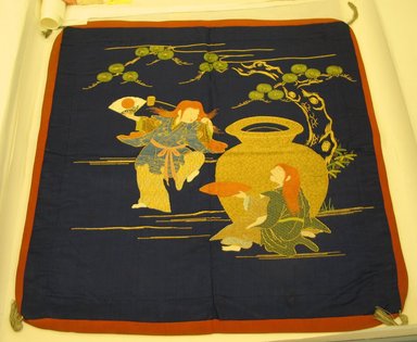  <em>Embroidered Gift Cloth</em>, 20th century. Silk floss and gold thread, gift cloth: 28 3/8 x 28 3/4 in. (72 x 73 cm). Brooklyn Museum, Gift of Jane Van Vleck, 44.185.10. Creative Commons-BY (Photo: Brooklyn Museum, CUR.44.185.10.jpg)