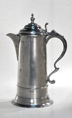 Thomas Danforth Boardman (American, 1784–1873). <em>Flagon</em>, 1810–1830. Pewter, 12 3/8 x 8 1/2 x 6 in. (31.4 x 21.6 x 15.2 cm). Brooklyn Museum, Designated Purchase Fund, 45.10.119. Creative Commons-BY (Photo: Brooklyn Museum, CUR.45.10.119.jpg)