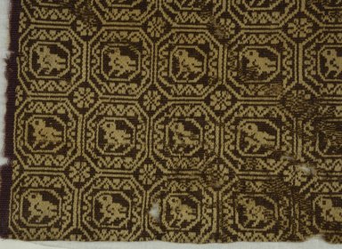 Coptic. <em>Fragment with Animal and Botanical Decoration</em>, 4th-5th century C.E. Wool, linen, 11 13/16 x 13 in. (30 x 33 cm). Brooklyn Museum, Gift of Capt. John D. Cooney, 45.77.1. Creative Commons-BY (Photo: Brooklyn Museum (in collaboration with Index of Christian Art, Princeton University), CUR.45.77.1_detail01_ICA.jpg)