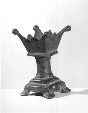  <em>Altar or Censer of Late Type</em>, 3rd-5th century C.E. Bronze, 3 7/8 x 2 1/16 x 2 3/16 in. (9.8 x 5.3 x 5.6 cm). Brooklyn Museum, Gift of Dr. Alan H. Gardiner, 46.150. Creative Commons-BY (Photo: Brooklyn Museum, CUR.46.150_NegA_print_bw.jpg)