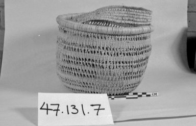 Aboriginal Australian. <em>Openwork Basket Made of Leaves</em>, 19th or 20th century. Plant fibre, 6 1/2 x 8 11/16 x 8 11/16 in. (16.5 x 22 x 22 cm). Brooklyn Museum, Henry L. Batterman Fund, 47.131.7. Creative Commons-BY (Photo: Brooklyn Museum, CUR.47.131.7_bw.jpg)